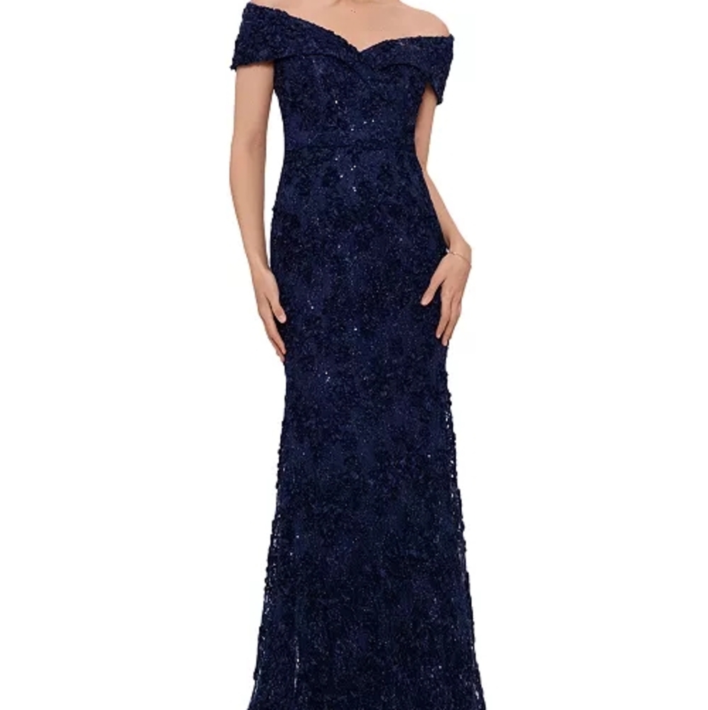 Xscape Elegant Blue Off the Shoulder MOB or other formal event gown